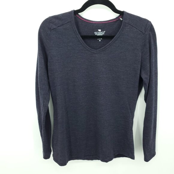 Seg'Ments Tops - Seg'ments 100% Merino Wool V-Neck Long Sleeve Base Layer Top M Dark Purple